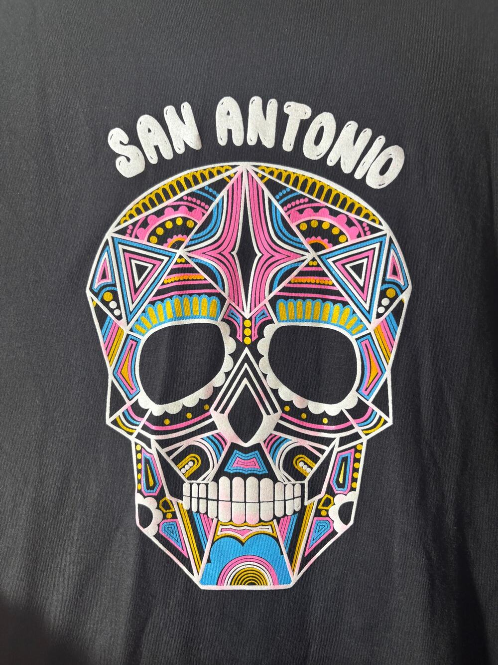 Sugar Skull San Antonio Texas Graphic T-Shirt Unisex Size XL Short Sleeves Black